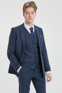 Mens Navy-Blue Gangster & Mafia Wool Suit