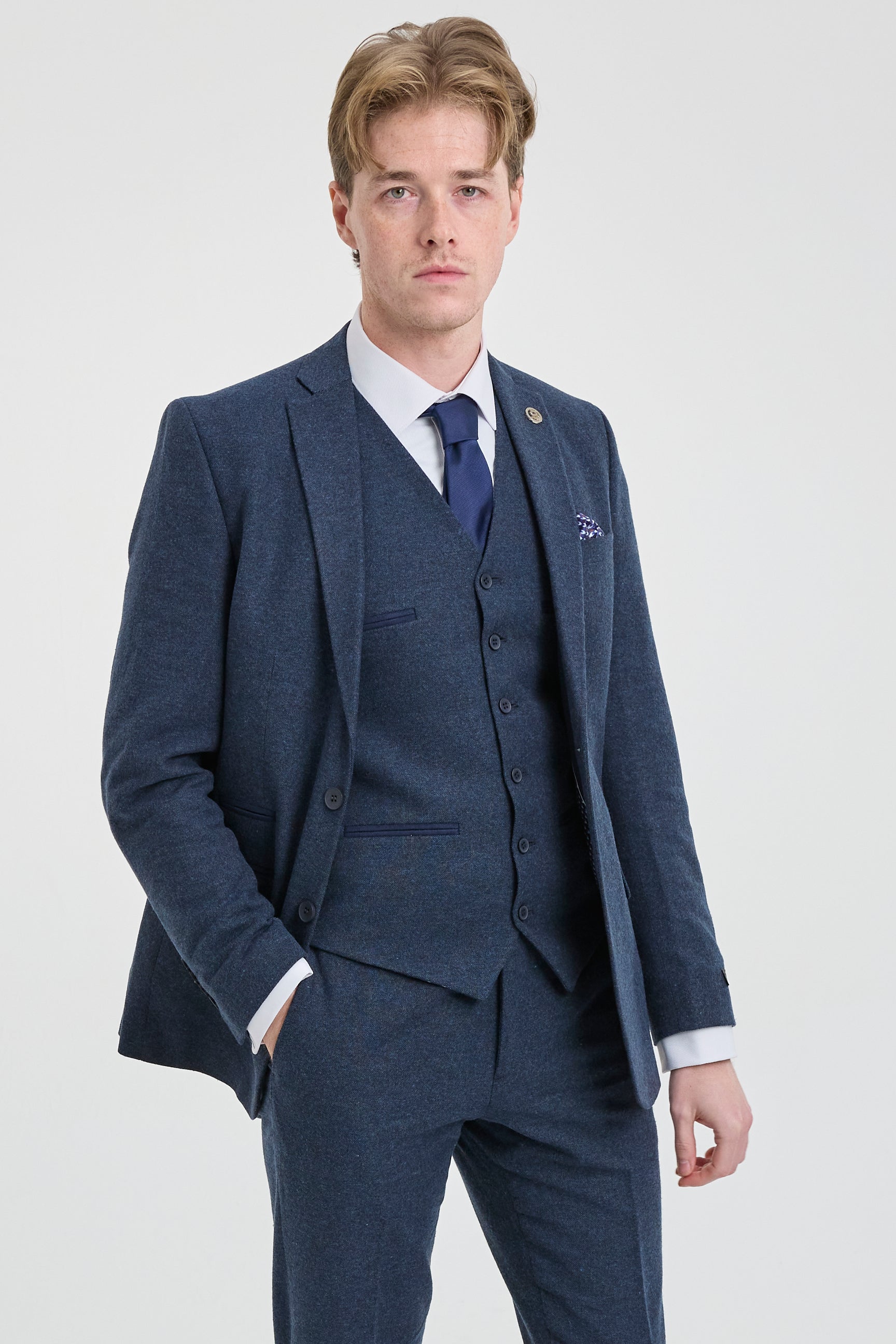 Mens Navy-Blue Gangster & Mafia Wool Suit