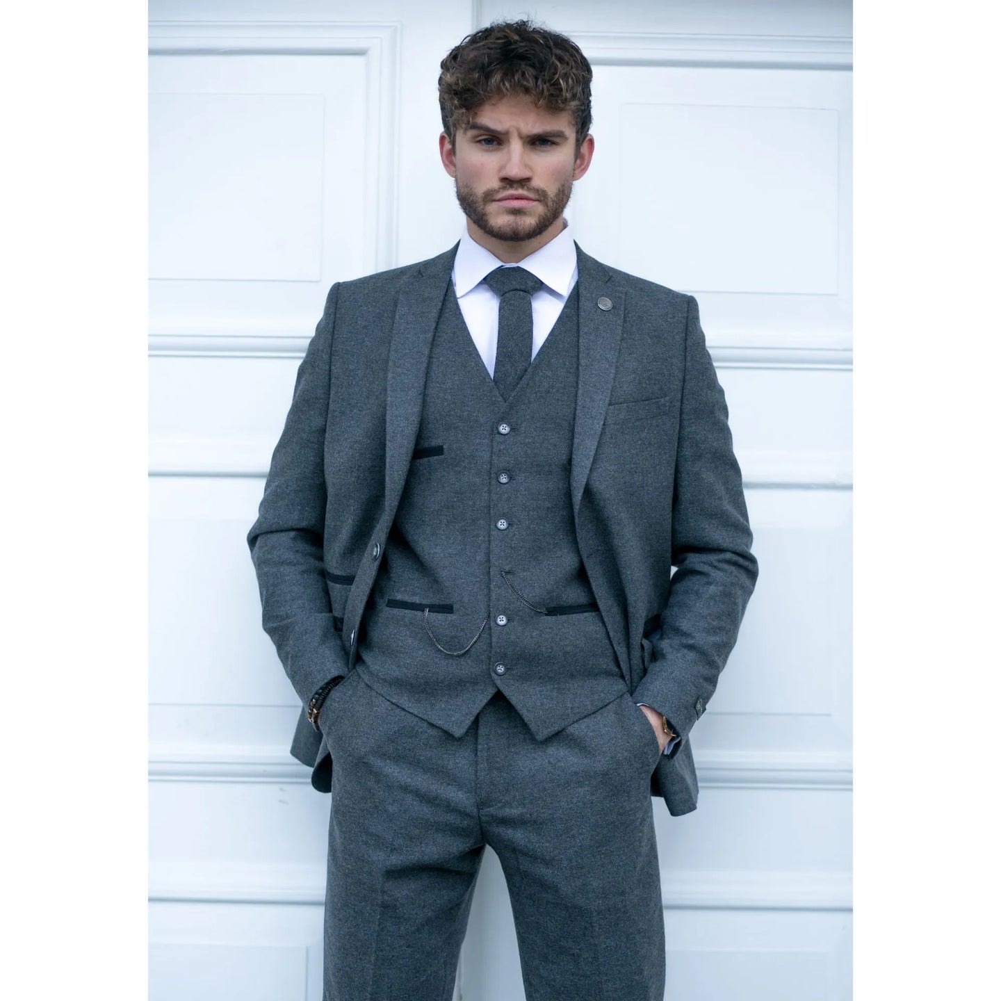 Mens Grey Wool 1920s Peaky Blinders Suit