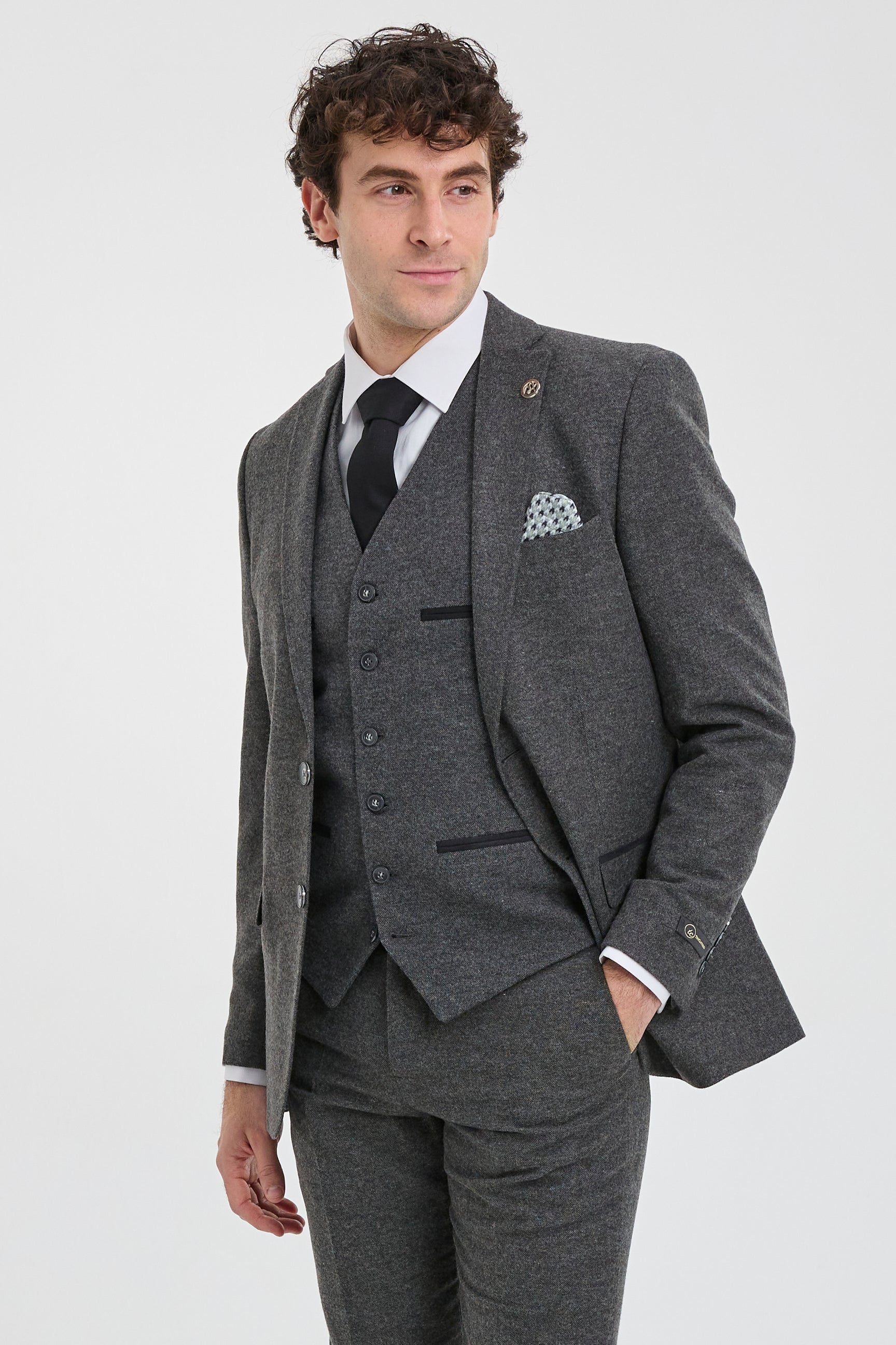 Mens Grey Wool 1920s Thomas Shelby Suit