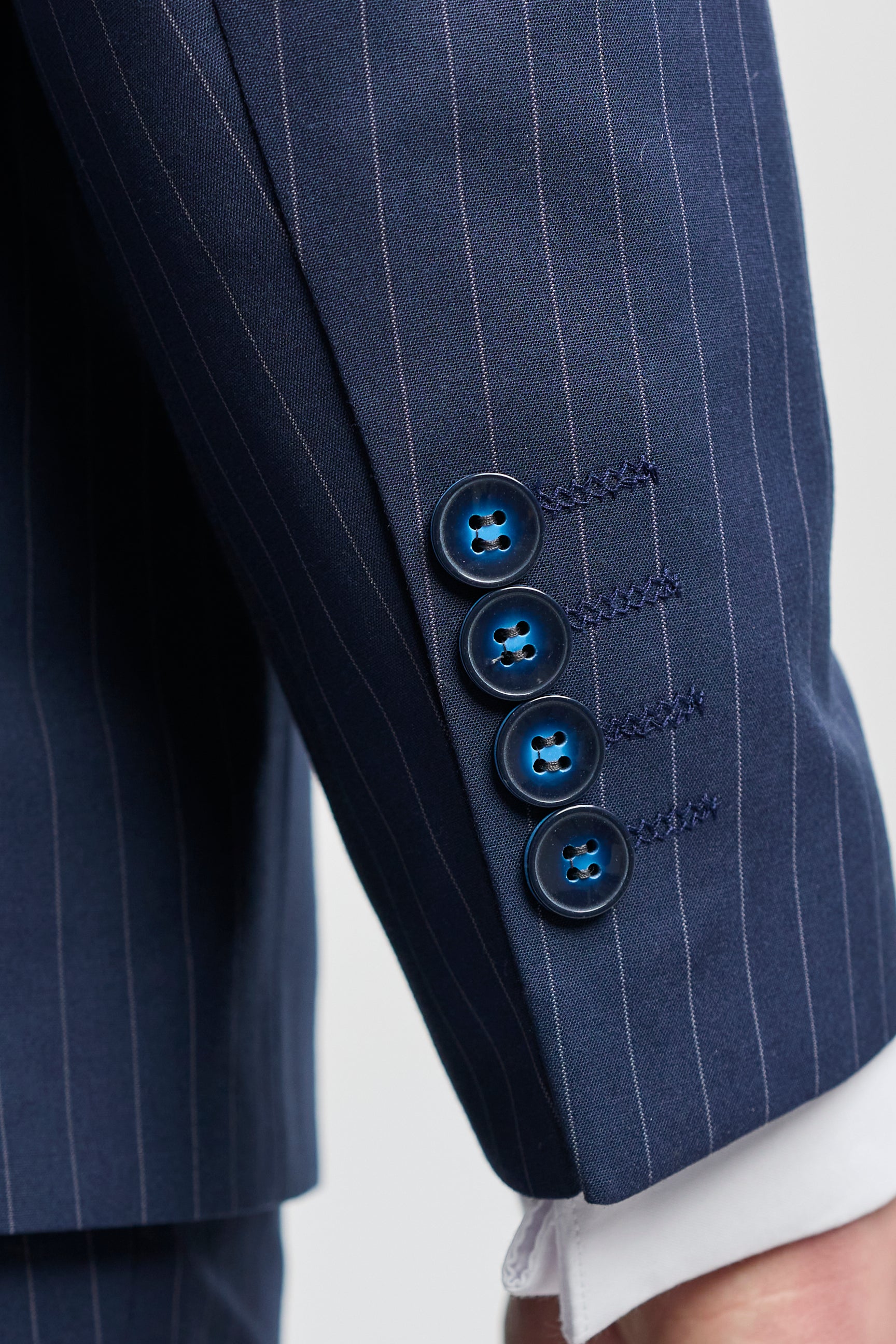 Mens 3 Piece Pinstripe Navy-Blue Suit