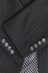 Mens  Black 3 Piece Pinstripe Suit