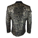 STZ64-65 - Men's Velvet Paisley Floral Blazer Black Tuxedo Jacket
