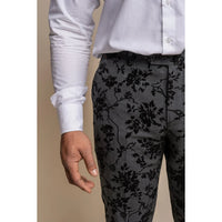 Georgi - Men's Black Floral Trousers