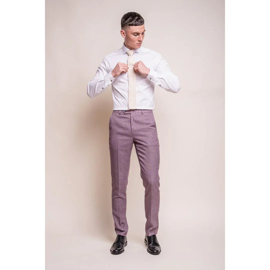 Miami - Men's Pink Crosshatch Summer Trousers