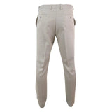 Sandon - Men's Cream Crosshatch Pattern Trousers