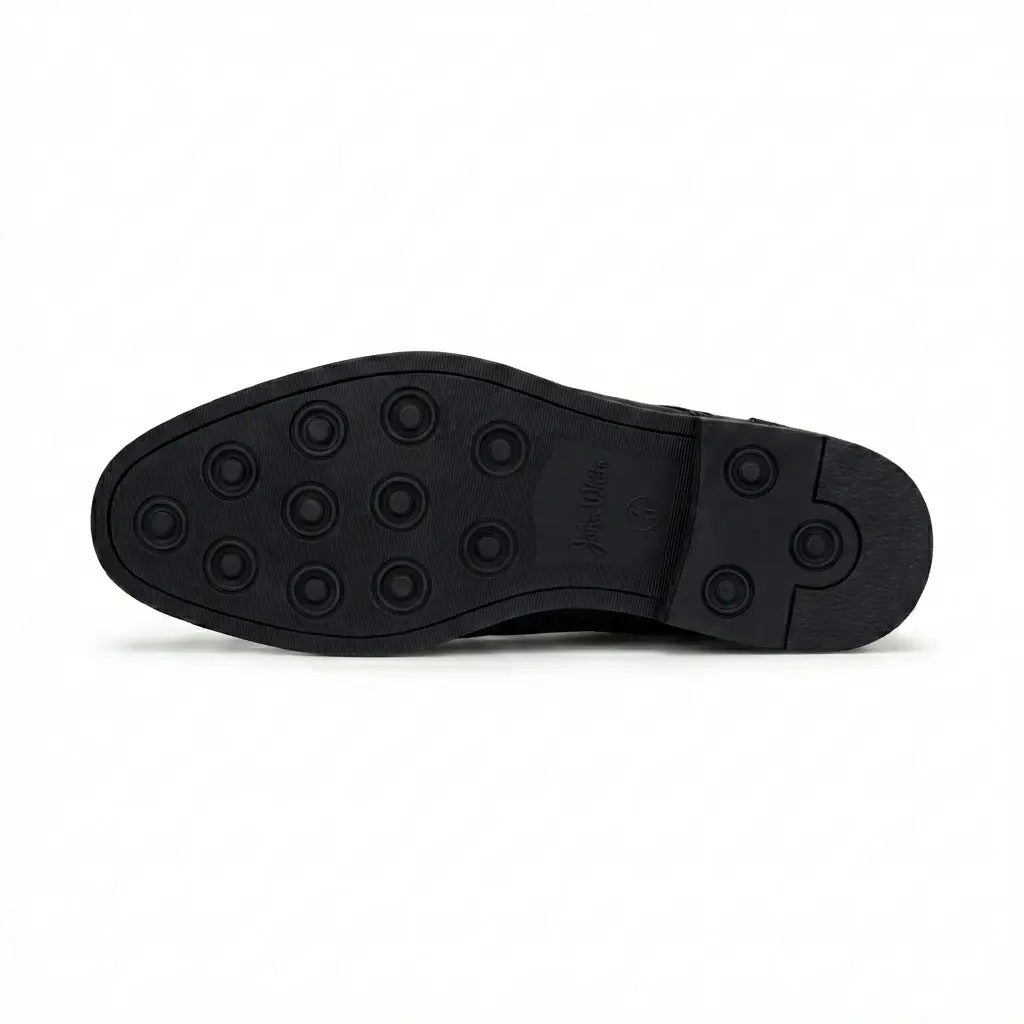 Tanner - Men's Black Leather Plain Toe Derby Lace-Up Shoes