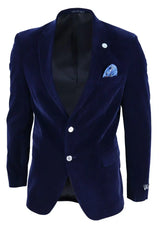 Mens Velvet Blazer Suit Jacket 2 Button Dinner Smart Casual Formal Tailored Fit