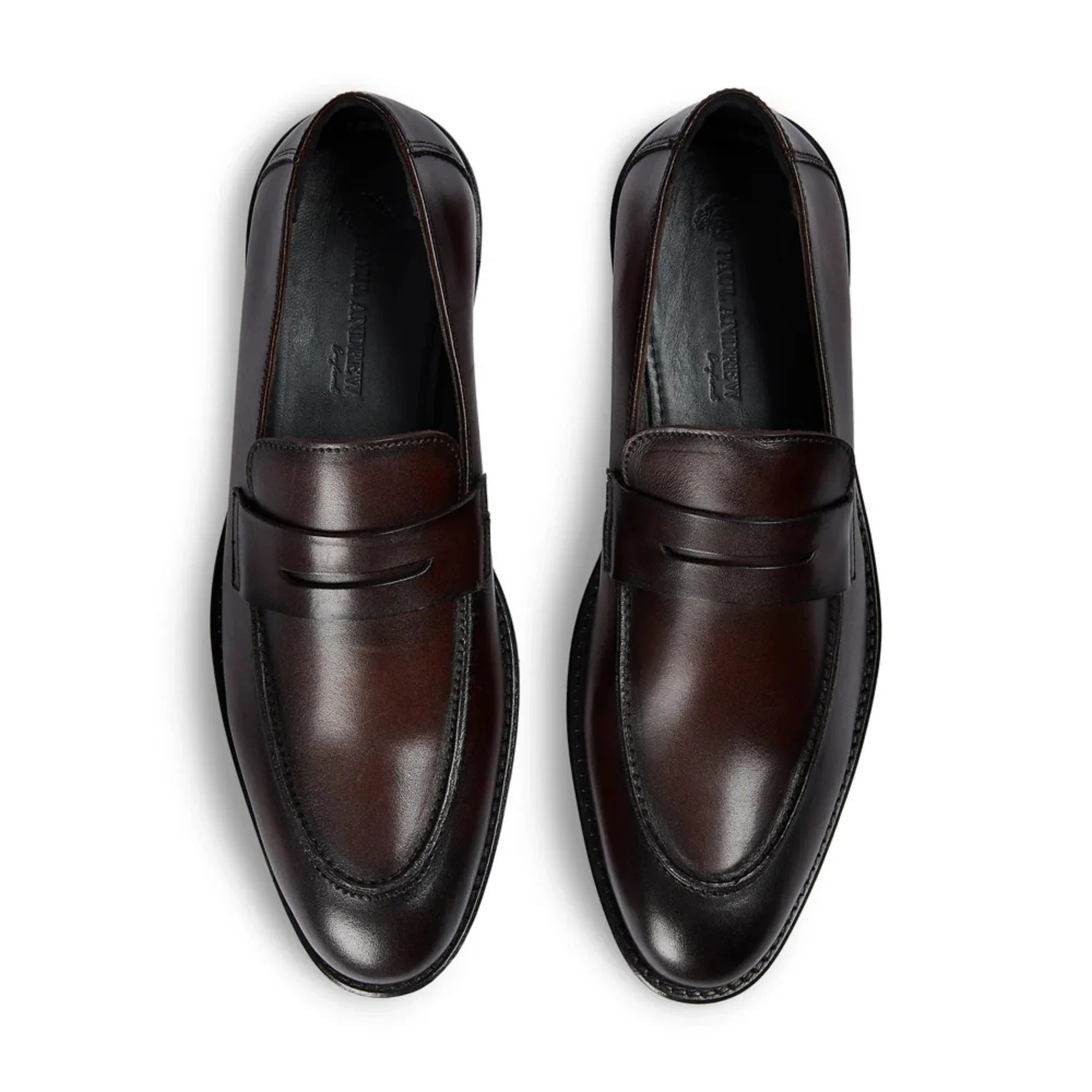 Ted - Men's Brown Classic Moc Toe Leather Penny Loafers