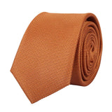 Men's Tie Pocket Sqaure Set Formal Solid Necktie - Rust