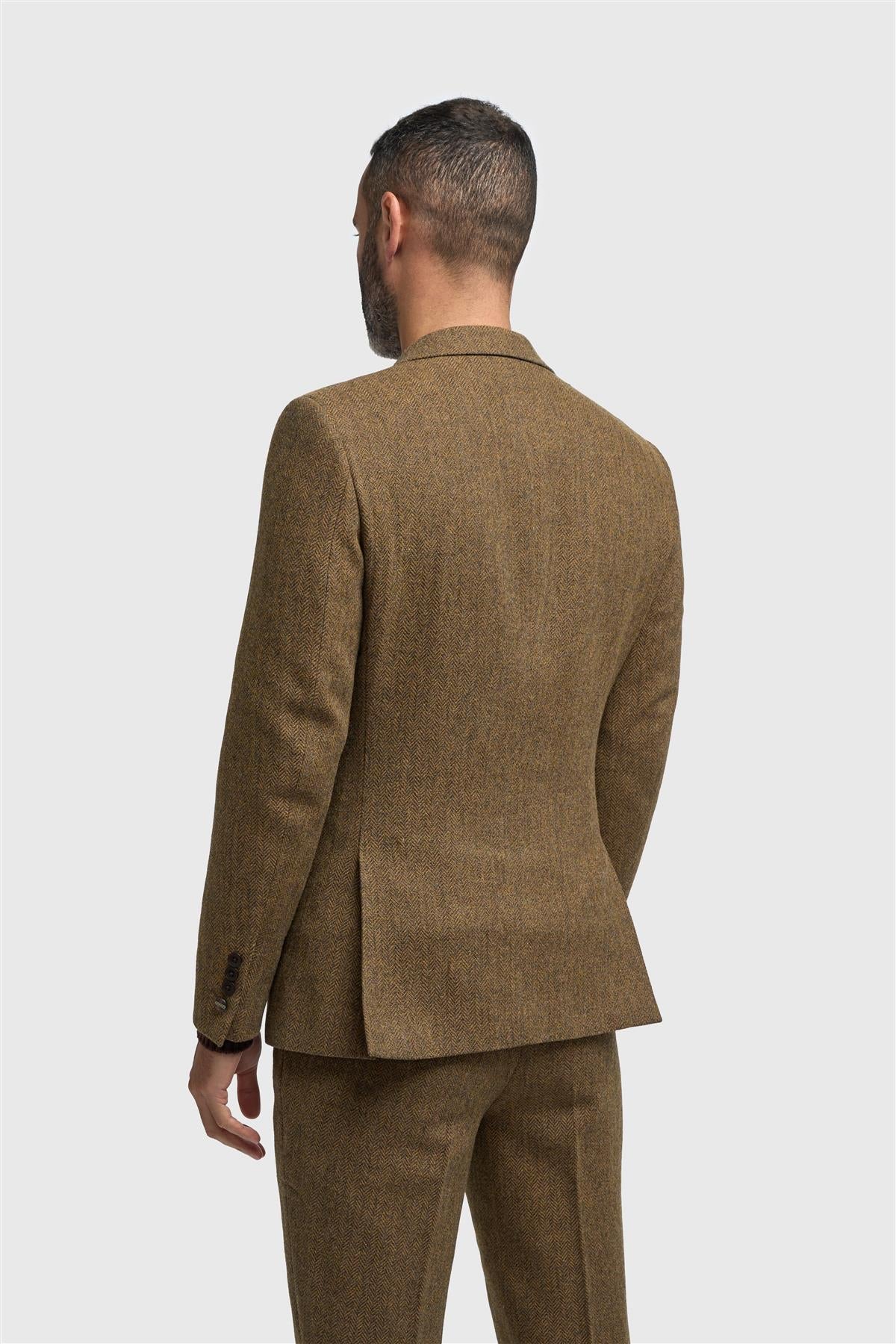 Thomas - Men's Brown Classic Herringbone Tweed Blazer