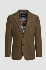 Thomas - Men's Brown Classic Herringbone Tweed Blazer