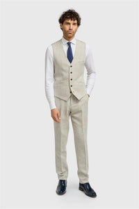 Thomas - Men's Grey Wool Blend Herringbone Tweed Waistcoat