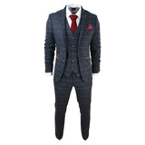 Thomas Men's Navy 3-Piece Tweed Check Suit