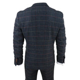 Thomas Men's Navy 3-Piece Tweed Check Suit