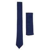 Men's Tweed Blue Tie Hankie Set Classic British Heritage Wool Herringbone