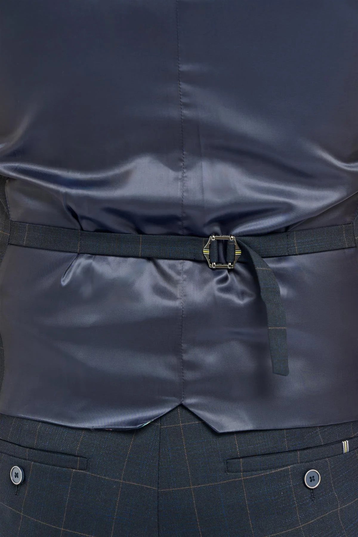 Torino - Men's Navy Check Double Breasted Waistcoat