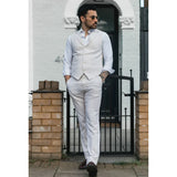 TP-10 - Men's Summer Suit Waistcoat Trousers Linen Formal Cream Beige Wedding