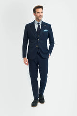 Tropez - Men's 3 Piece Navy Tailored Fit Suit