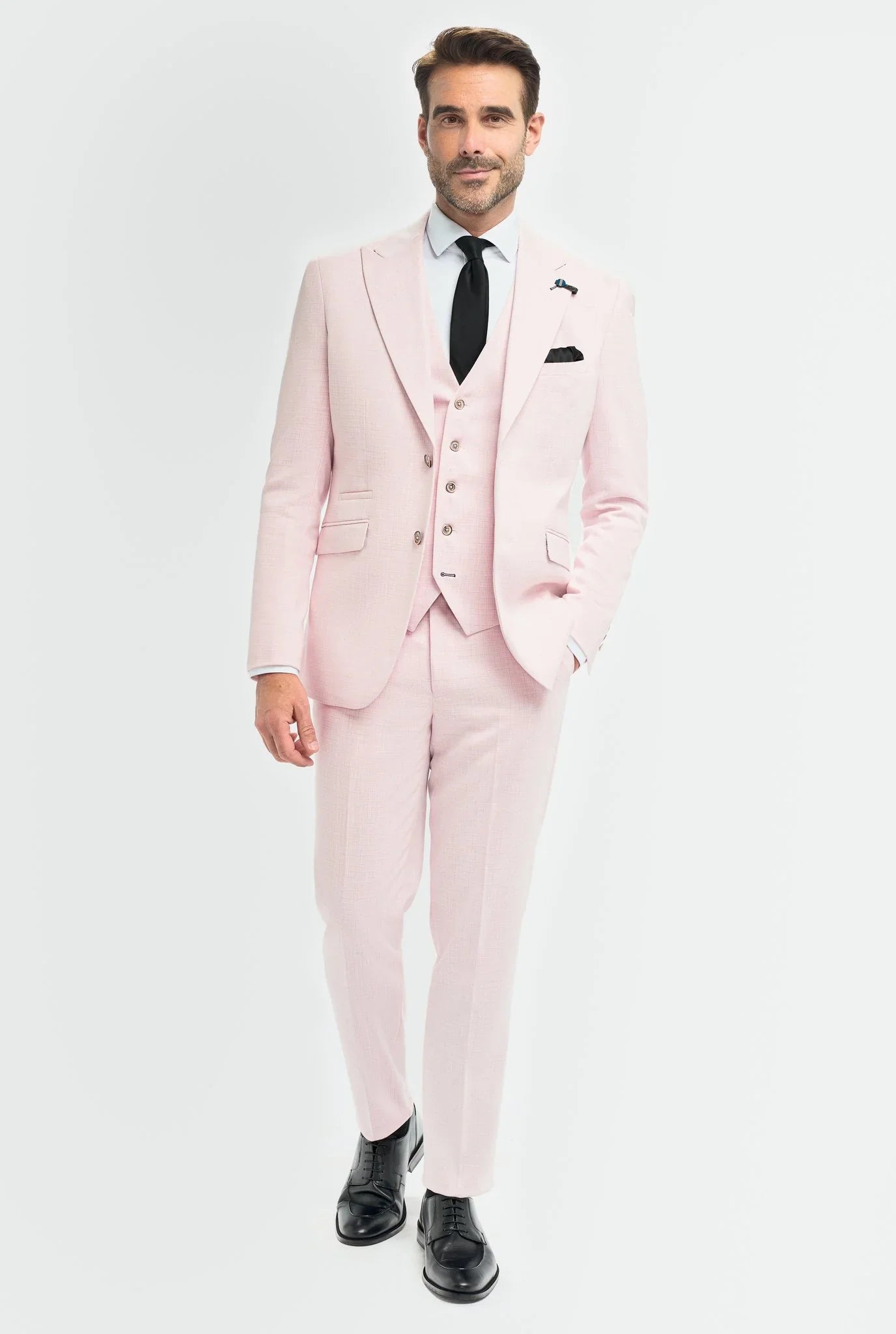 Tropez - Men's 3 Piece Pink Tailored Fit Suit