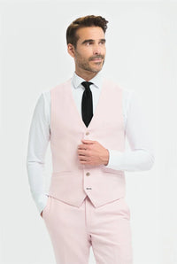Tropez - Men's 3 Piece Pink Tailored Fit Suit