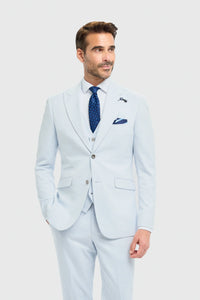 Tropez - Men's 3 Piece Sky Blue Tailored Fit Suit