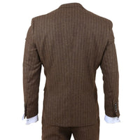Men's Brown Pinstripe Slim Fit 3 Piece Suit