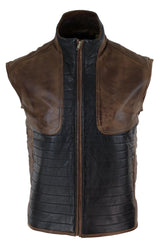 Mens Black & Brown Leather Gilet