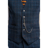 Cody - Men's Navy Blue Check Waistcoat