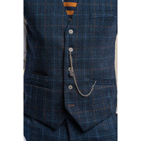 Cody - Men's Navy Blue Check Waistcoat