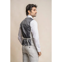 Radika - Men's Light Grey Check Waistcoat