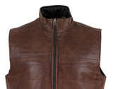 Mens Black & Brown Reversible Leather Gilet