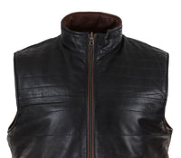 Mens Black & Brown Reversible Leather Gilet