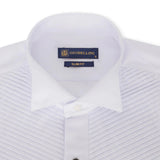 Men's Wing Collar White Shirt Pleated Tuxedo Double Cuff Satin Cotton