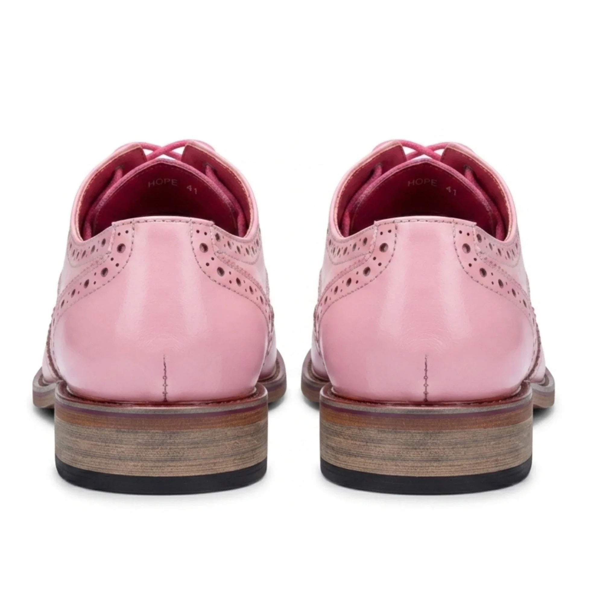 Wolf - Men's Pink Floral Wingtip Brogues Dress Shoes
