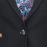 Womens  Blazer Suit Wool Tweed Elbow Patch 1920s Vintage Classic Black