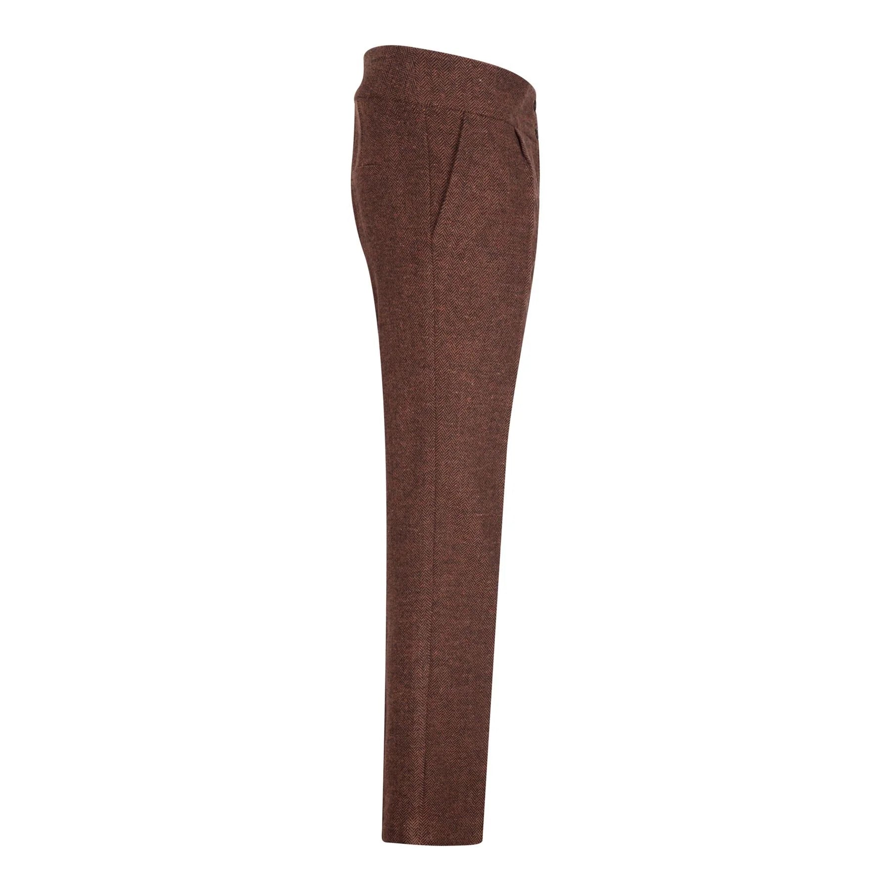 WS-12 - Women's Tweed Suit Trousers Herringbone Wool Rust Brown