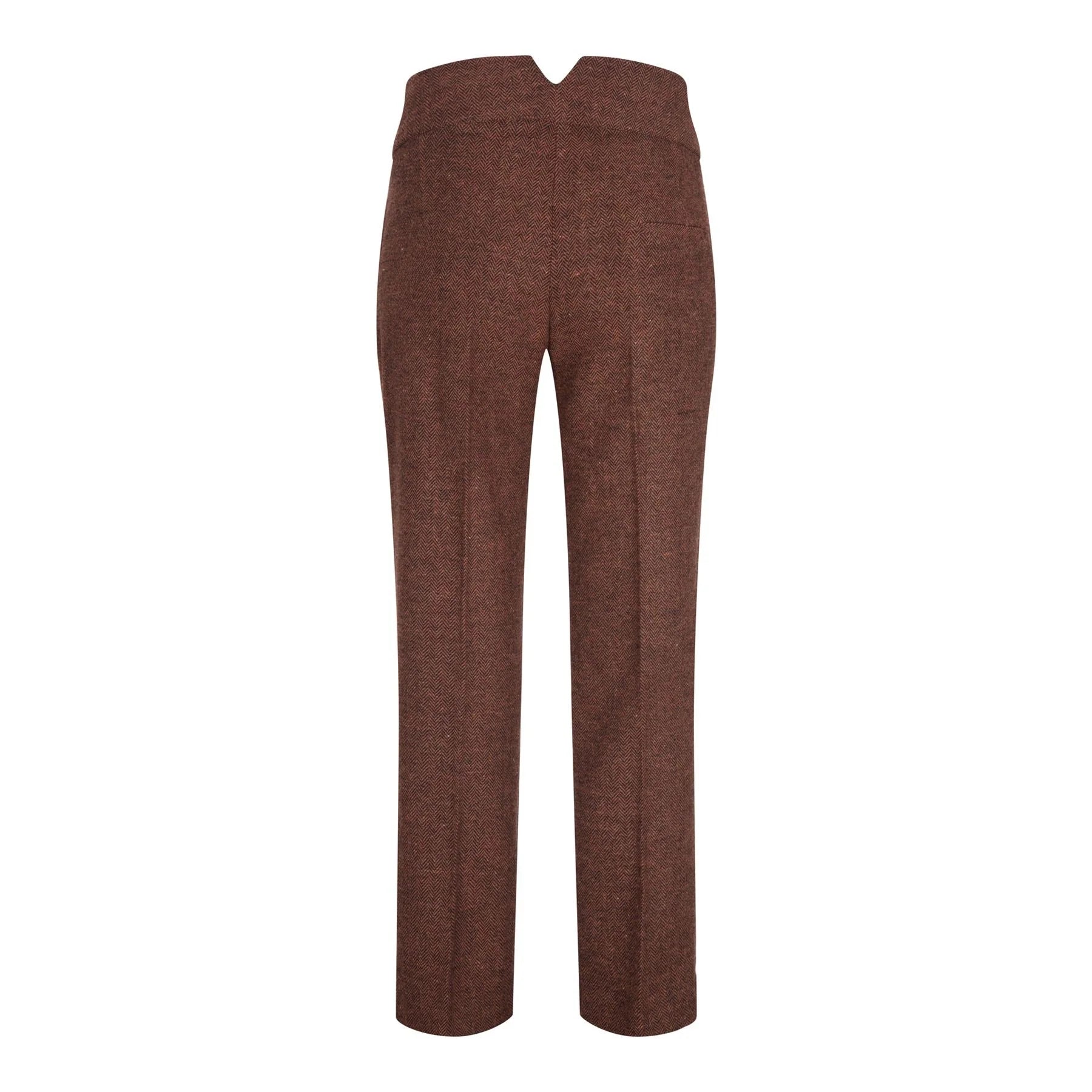 WS-12 - Women's Tweed Suit Trousers Herringbone Wool Rust Brown