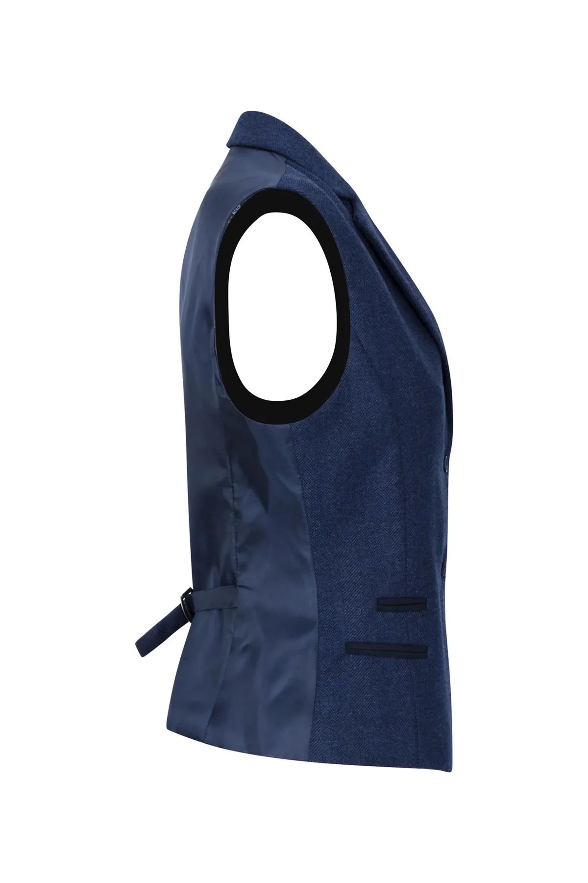 Womens Tweed Herringbone waistcoat Navy Blue 1920s Vintage Classic Gatsby Blinders