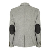 wsn03 - Women's Tweed Grey Blazer Jacket Elow Patch Peaky 1920s