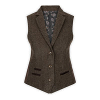Womens Tweed Herringbone waistcoat Brown 1920s Vintage Tailored Classic Smart
