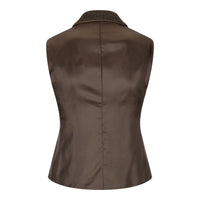 Womens Tweed Herringbone waistcoat Brown 1920s Vintage Tailored Classic Smart