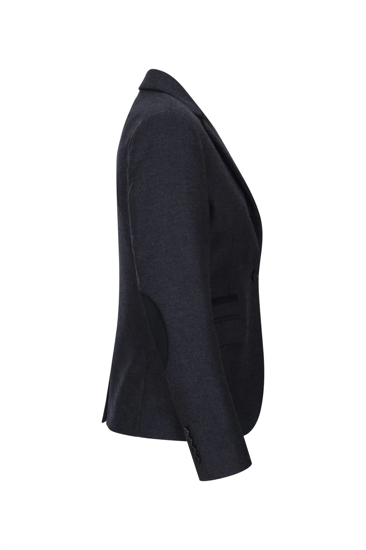 Women Black jacket  Tweed Herringbone Wool Classic Smart Casual Vintage 1920s