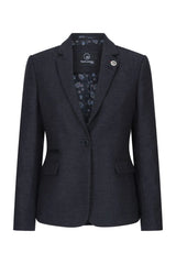 Women Black jacket  Tweed Herringbone Wool Classic Smart Casual Vintage 1920s