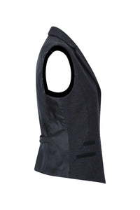 Women Black Waistcoat Tweed Herringbone Wool Classic Smart Casual Vintage 1920s