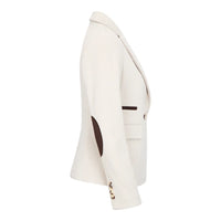 WSN15 - Women's Cream Wool Blend Tweed Blazer