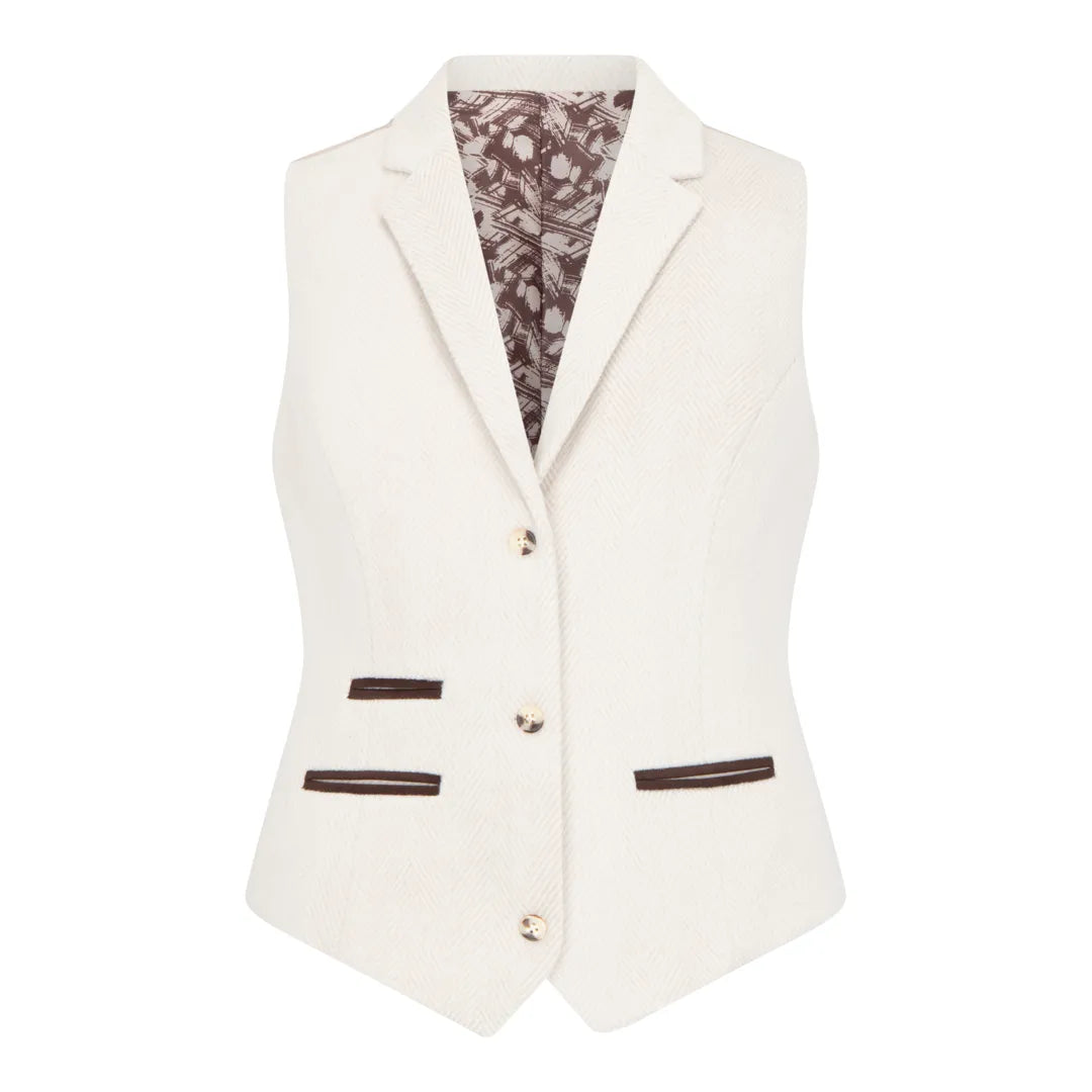 WSN15 - Women's Cream Wool Blend Tweed Waistcoat