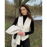 WSN15 - Women's Cream Wool Blend Tweed Waistcoat